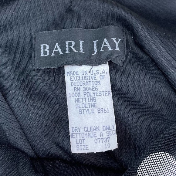 Vintage 1980s Black and White Polka Dot Tulle Ruffled Mermaid Maxi Dress - Picture 6 of 9